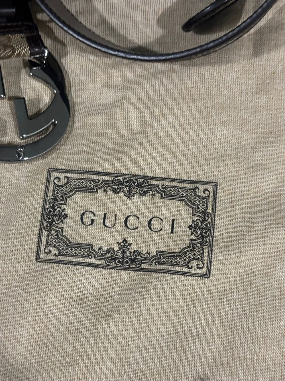 Gucci Brown Monogram GG Canvas Belt with Silver Interlocking GG Buckle